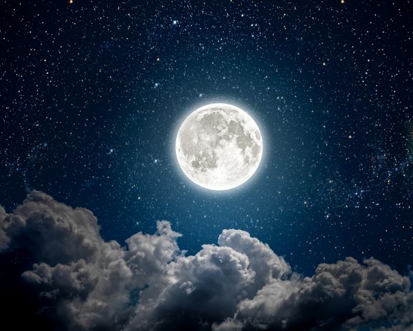 پس زمینه آسمان شب با ستاره ها ماه و ابرها عناصر این تصویر ارائه شده توسط ناسا