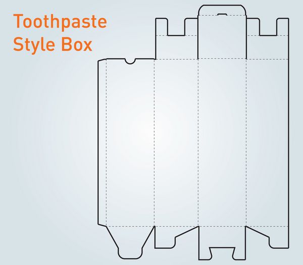وکتور قالب جعبه به سبک خمیر دندان بسته بندی