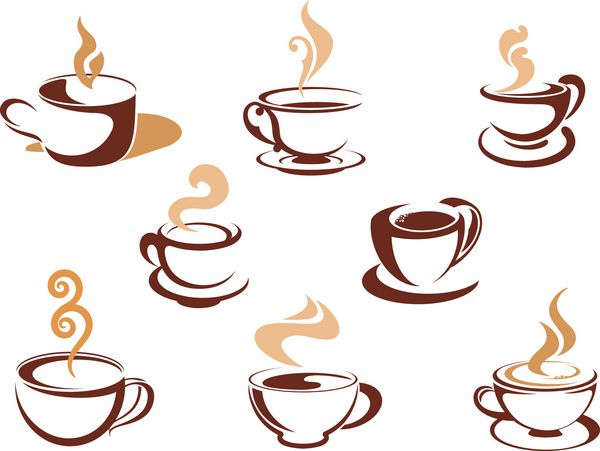 فنجان با قهوه معطر بخار برای طراحی لوگو کافه یا رستوران