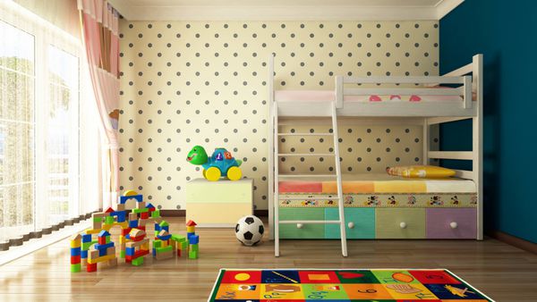 طراحی اتاق کودک و رندر سه بعدی