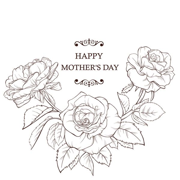 گل های رز شکفته با گل های بهاری روی سفید وکتور مناسب برای کارت های تبریک پس زمینه و دعوت نامه های عروسی تولد روز روز مادر