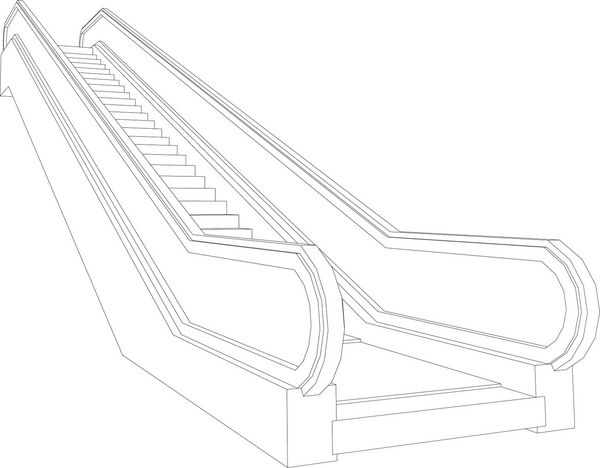نقاشی پله برقی اسکلت سیمی نمای پرسپکتیو رندر وکتور سه بعدی
