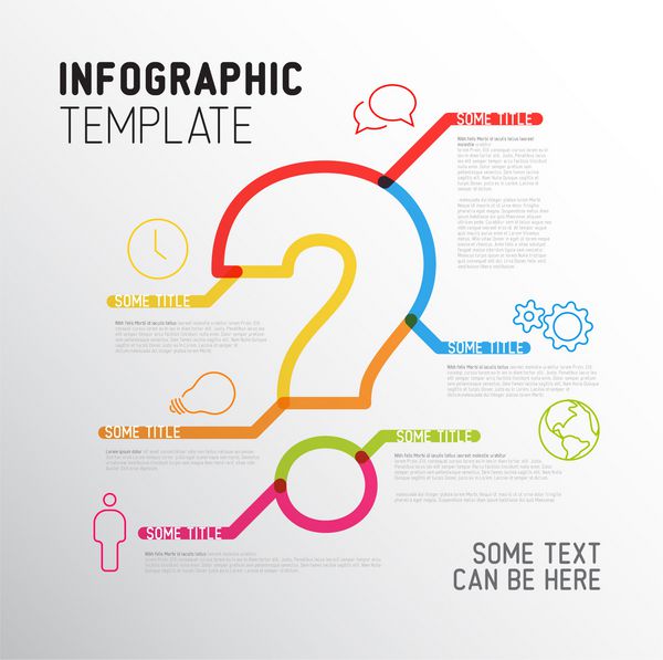 الگوی گزارش اینفوگرافیک علامت سوال وکتور ساخته شده از خطوط نشانگر ضخیم با نمادها