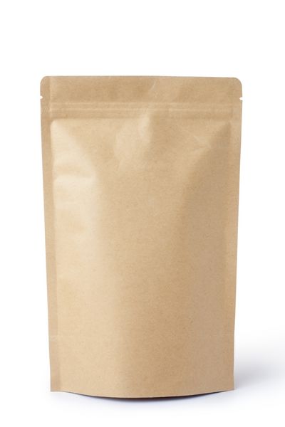بسته بندی کیسه مواد غذایی کاغذی قهوه ای با دریچه و مهر و موم
