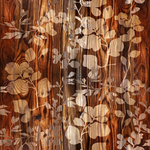 الگوی تزئینی گل - دکوراسیون دیوار داخلی - بافت چوب - پس زمینه بدون درز - ساختار طبیعی ظریف - تکرار مداوم - کاغذ بسته بندی تزئینی