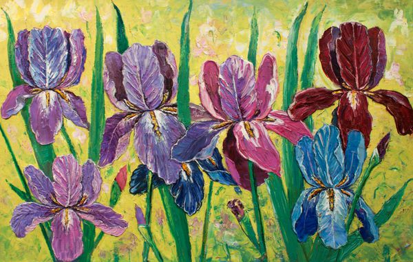 نقاشی رنگ روغن اصلی امپرسیونیسم روی بوم گل آرایی شگفت انگیز گل در آثار هنری باغ