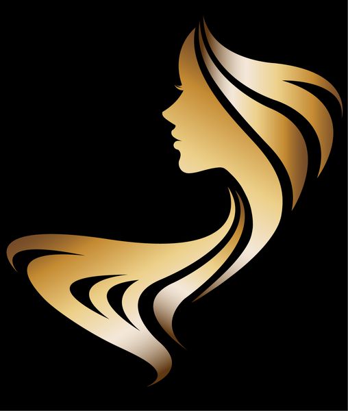وکتور تصویری از نماد طلایی شبح زنان آرم زنانه f در پس زمینه سیاه