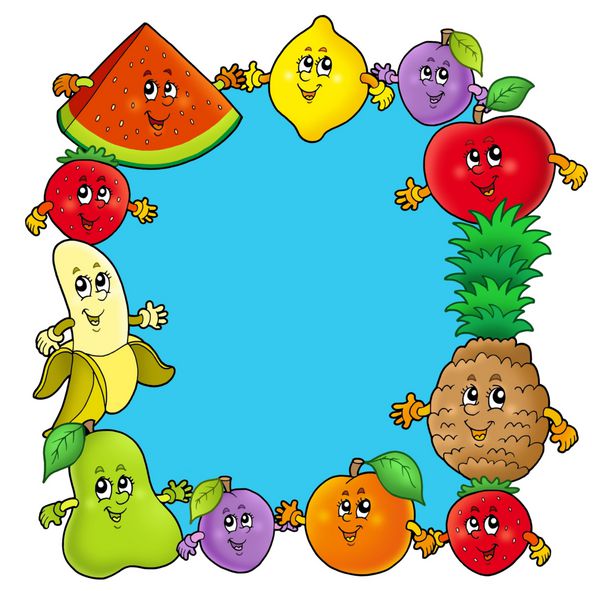 قاب با میوه های کارتونی مختلف - تصویر رنگی
