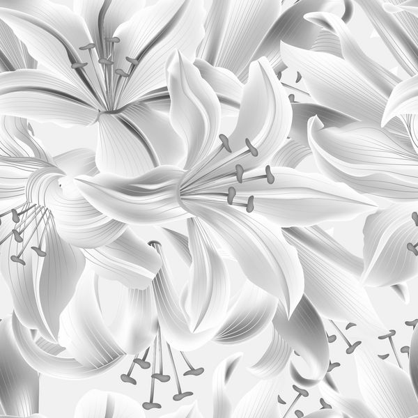 الگوی بدون درز زیبا با گل های زنبق وکتور قسمت 10