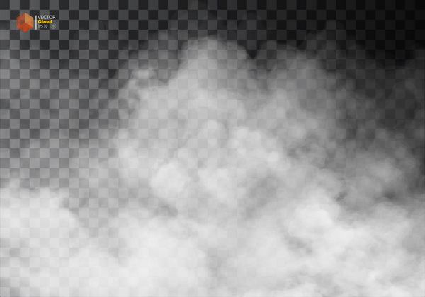 مه یا دود جدا شده جلوه ویژه شفاف وکتور سفید پس زمینه ابری مه یا دود وکتور