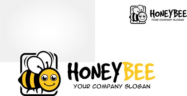 وکتور زنبور عسل آیکون تخت کارتونی بچه زنبور درخشان زیبا در پس زمینه سفید شیک وکتور آرم