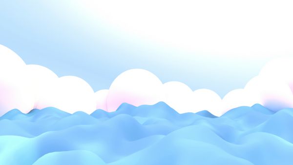 تصویر رندر سه بعدی از امواج و ابرهای اقیانوس