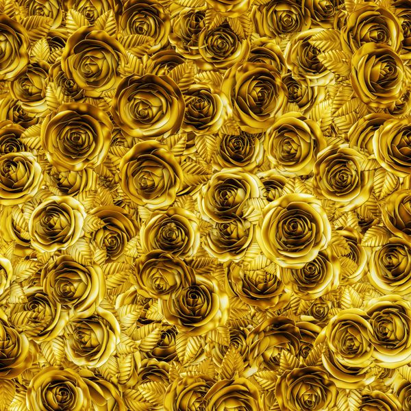 پس زمینه گل رز طلایی تصویر سه بعدی گل رز طلایی فلزی