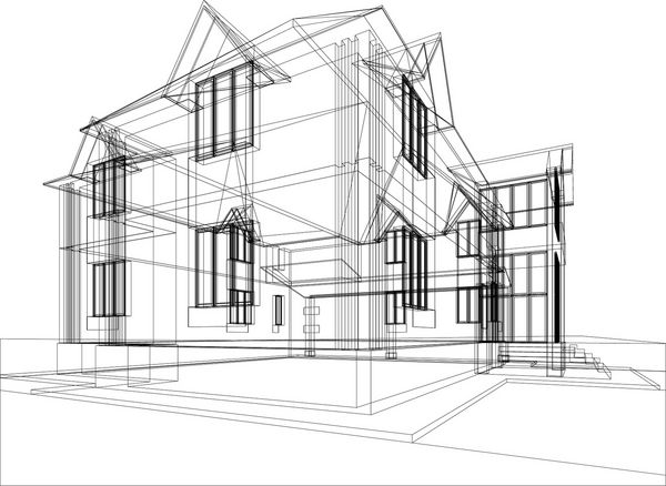 طرح انتزاعی از خانه تصویرسازی سه بعدی معماری