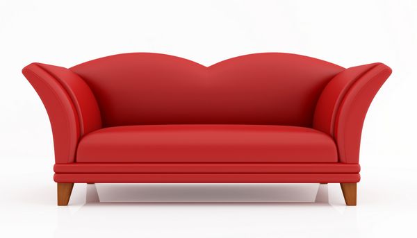 کاناپه مد قرمز جدا شده روی سفید - رندر