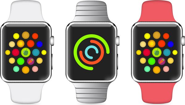 نماد وکتور رنگارنگ مد روز از ساعت هوشمند آلومینیومی با رابط ساعت هوشمند