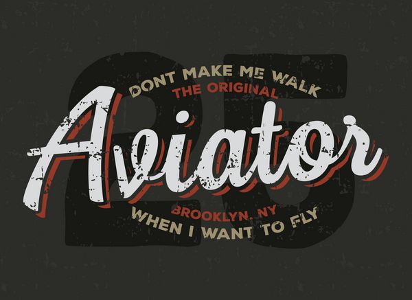 تایپوگرافی هوانورد هواپیما خلبان طرح سه راهی قدیمی گرافیک تی شرت