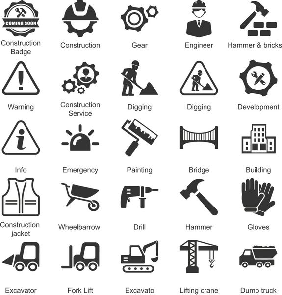 نمادهای ساخت و ساز و ابزار - مجموعه 1