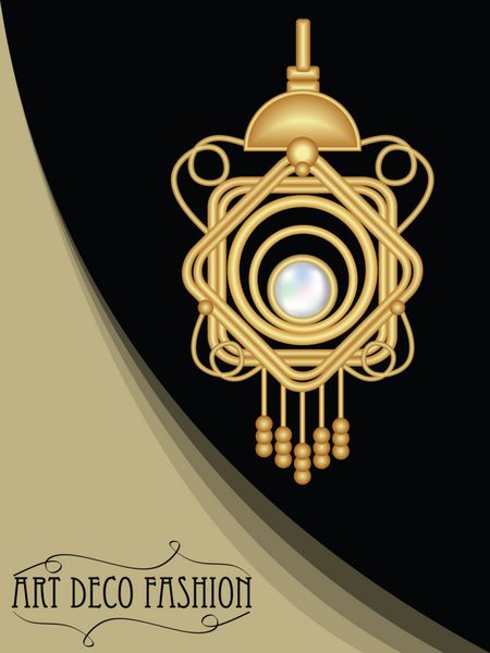 آویز یا گوشواره طلایی غنی با مروارید یک نفره جواهر عتیقه لوکس به سبک آرت دکو اکسسوری مد زیبایی