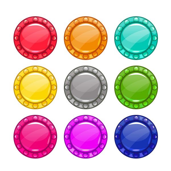 دکمه های گرد وکتور رنگارنگ