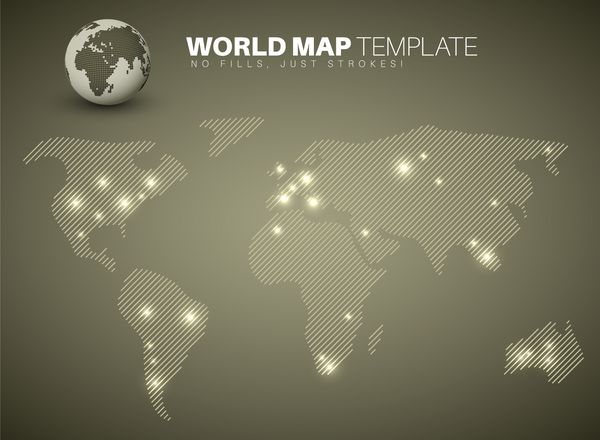 الگوی نقشه جهان برای گزارش های اینفوگرافیک شما