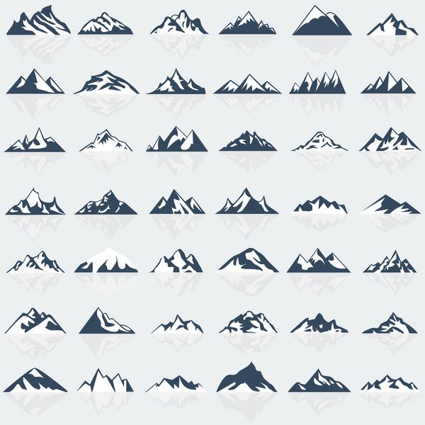 مجموعه نمادهای کوه بزرگ وکتور