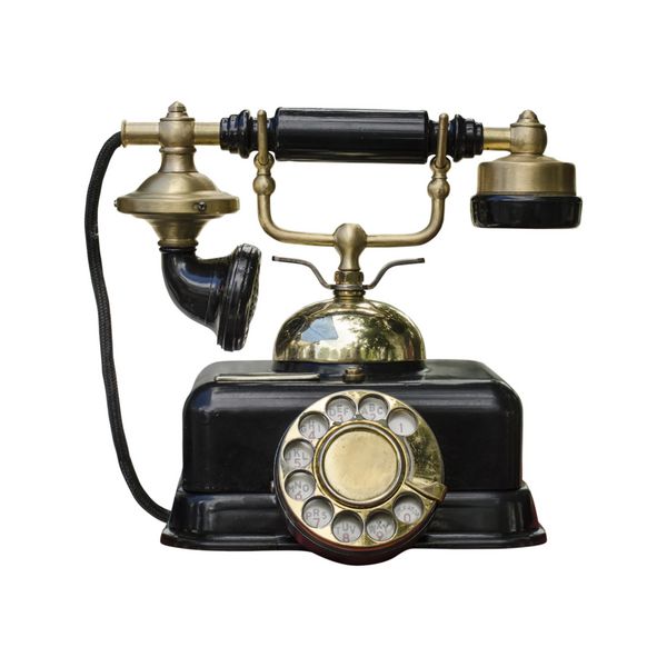 تلفن قدیمی جدا شده روی سفید