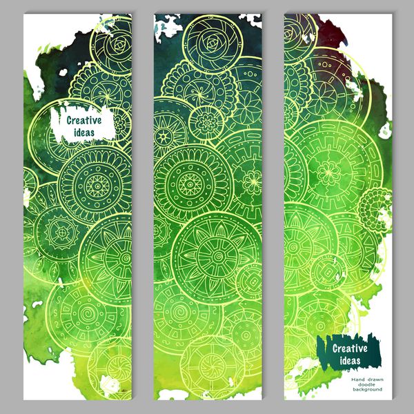 مجموعه کارت الگوی گل ابله وکتور انتزاعی سبز