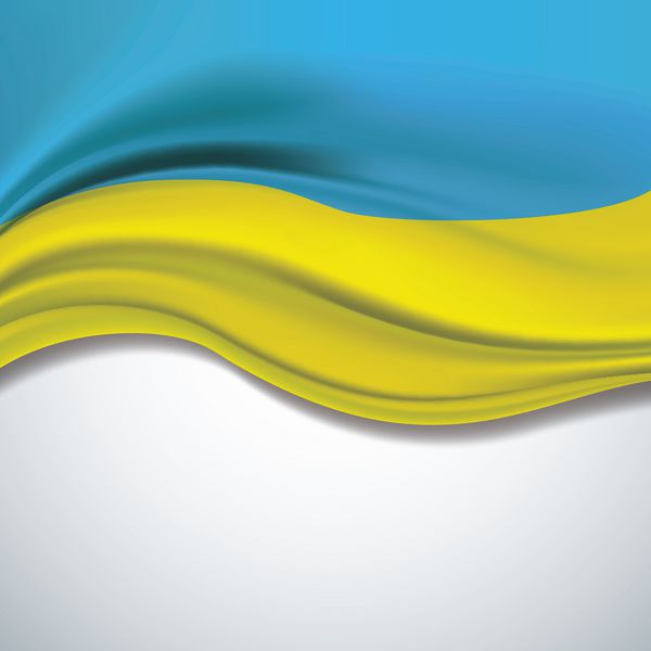 وکتور پرچم اوکراین در حال وزش در باد در پس زمینه سفید