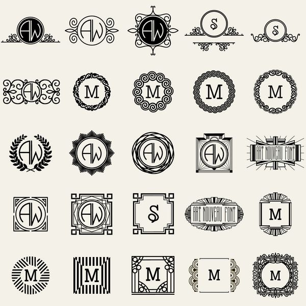 مجموعه بزرگ الگوهای طراحی لوگوهای مونوگرام قدیمی مجموعه عناصر لوگو تایپ های برداری نمادهای نمادها برچسب های رترو نشان ها سیلوئت ها
