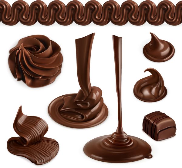 شکلات کره کاکائو خامه فرم گرفته شیرینی و دسر مجموعه وکتور گرافیک اشیاء مشبک
