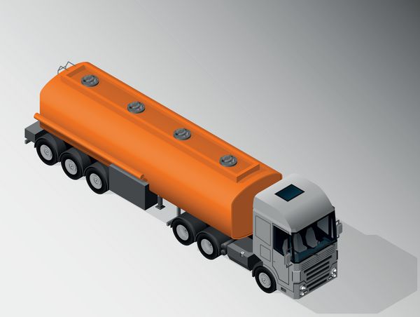 وکتور ایزومتریک کامیون تانکر سوخت تجهیزات برای تحویل بار