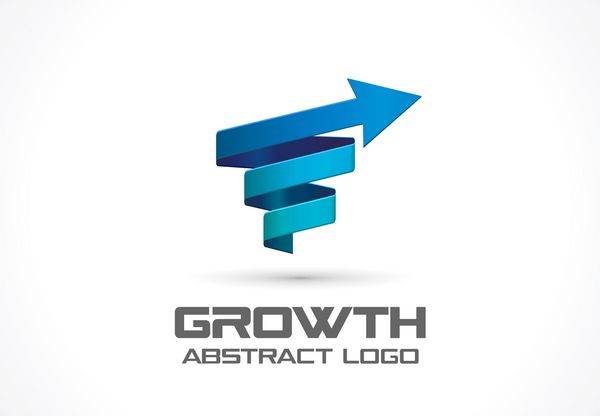 لوگوی انتزاعی برای شرکت تجاری عنصر طراحی هویت شرکتی ایده لوگوتایپ فناوری علم صنعتی و رشد فلش به بالا موج اتصال فنر چرخش مفهوم مارپیچ رنگارنگ
