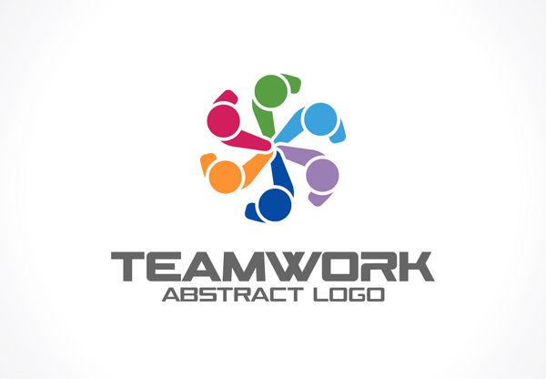 لوگوی انتزاعی برای شرکت تجاری عنصر طراحی هویت شرکتی فناوری ایده لوگوتایپ رسانه های اجتماعی افراد به هم متصل می شوند بخش ها به شکل دایره ترکیب می شوند مفهوم هندسی نماد وکتور رنگارنگ