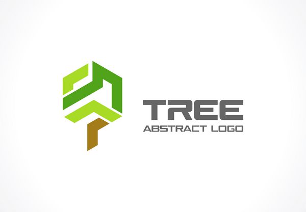 لوگوی انتزاعی برای شرکت تجاری عنصر طراحی هویت شرکتی ایده لوگوی سبز سازگار با محیط زیست بهداشت محیط زیست و بازیافت درخت رشد هندسی طبیعت مفهوم اکولوژی وکتور رنگارنگ