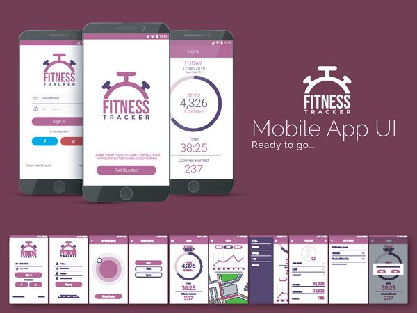 Fitness Tracker Mobile App UI UX و قالب GUI