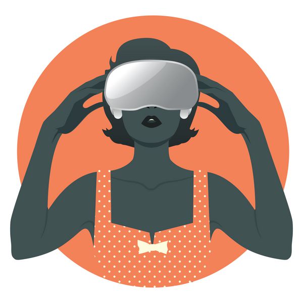 زنی با عینک واقعیت مجازی