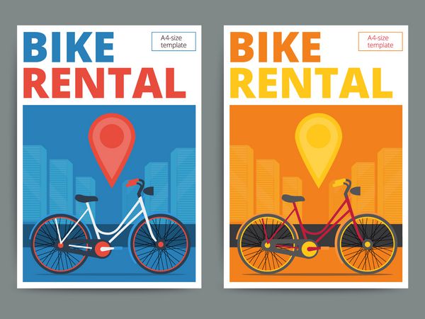 طراحی پوستر خدمات کرایه دوچرخه مد روز دوچرخه وکتور مدرن