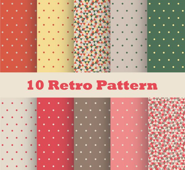مجموعه ای از الگوهای رترو با نقطه پولکا در سبک رترو