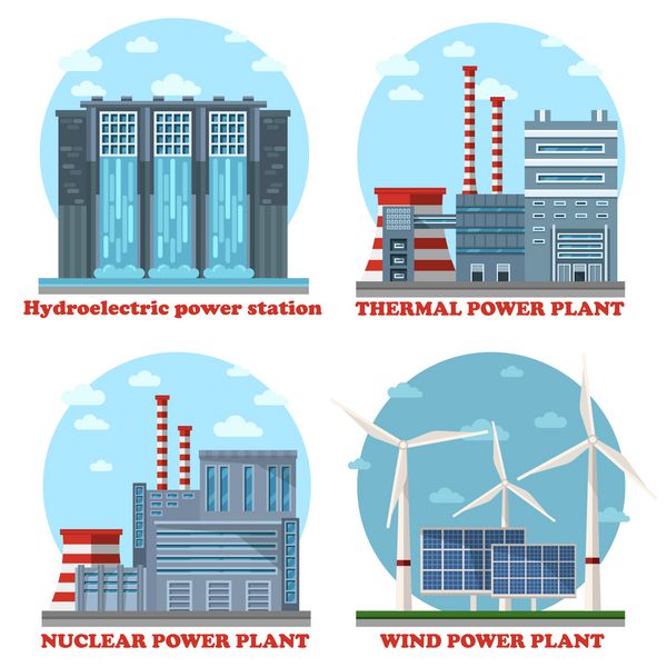 ساختمان های ایستگاه های انرژی کارخانه یا کارخانه نیروگاه آب و برق آبی برق حرارتی صنعتی و انرژی هسته ای و اتمی باد و خورشید نمونه ای از تامین زیست محیطی و پایدار