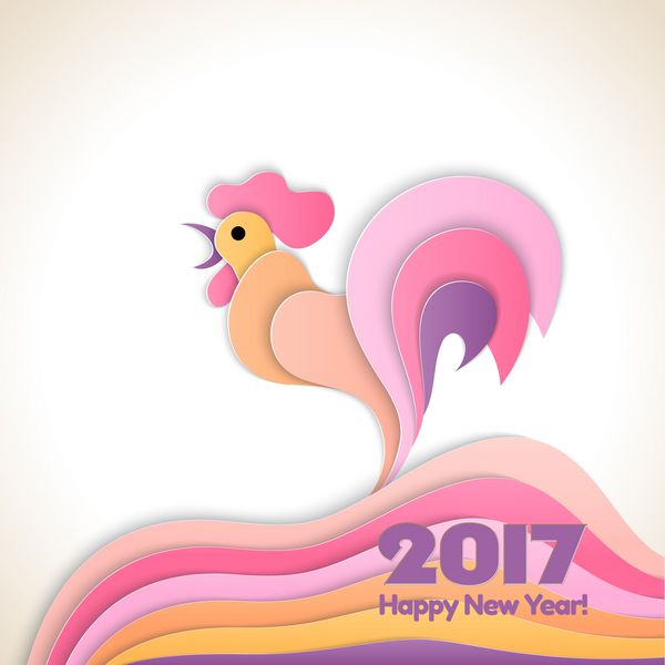 پس زمینه سال نو مبارک با خروس نماد سال 2017 در تقویم چینی