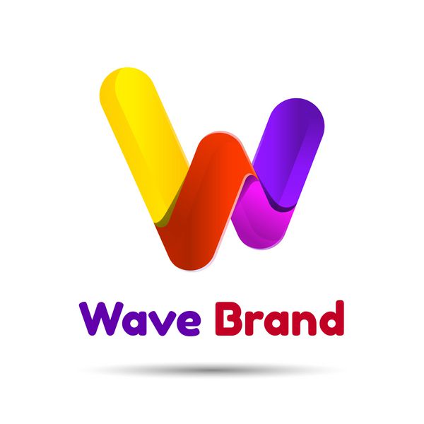 لوگو حرف W جدا شده در پس زمینه سفید وکتور الگوی طرح انتزاعی رنگارنگ خلاقانه برای شرکت تجاری شما
