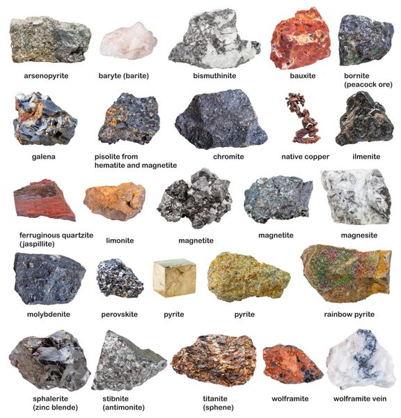 مجموعه ای از مواد معدنی خام و سنگ معدن با نام