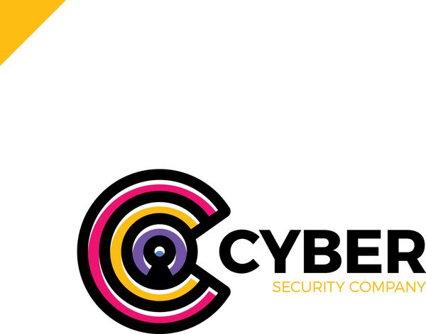 امنیت سایبری و خط مدافع المان‌های طراحی نماد آرم حرف C با نقطه در وسط سوراخ کلید در فضای منفی