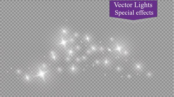جرقه های سفید و ستاره های طلایی جلوه نور ویژه ای را می درخشند وکتور درخشش در پس زمینه شفاف