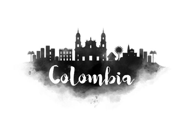 آبرنگ خط افق شهر کلمبیا