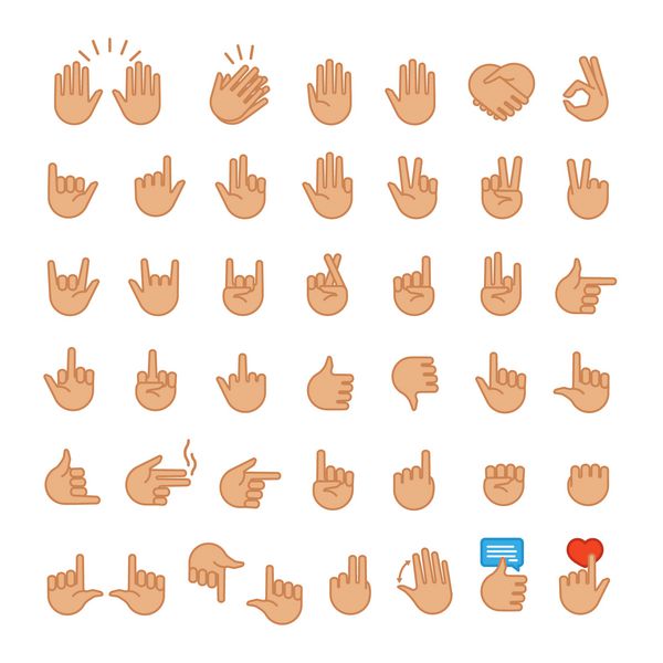 نمادهای اشاره دست سبک مسطح را برای پروژه طراحی برنامه شما تنظیم می کنند وکتور