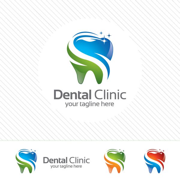 وکتور لوگوی خلاقانه کلینیک دندانپزشکی نماد نماد دندانی انتزاعی با سبک طراحی مدرن