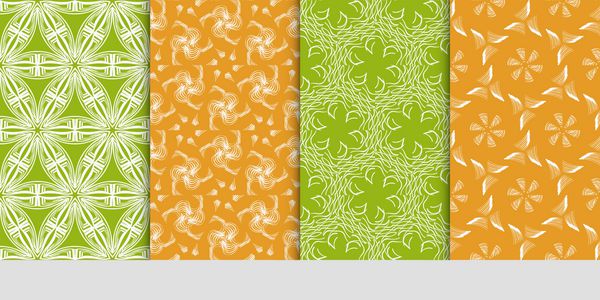 مجموعه الگوهای گل بدون درز وکتور بافت برای طراحی کاغذ دیواری الگو زینت قومی