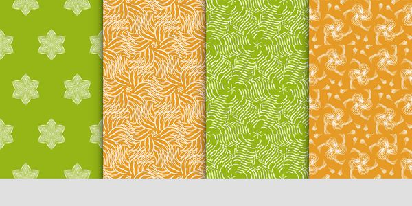 مجموعه الگوهای گل بدون درز وکتور بافت برای طراحی کاغذ دیواری الگو زینت قومی
